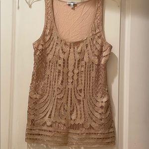 Gorgeous blush-nude metallic embroidered tank